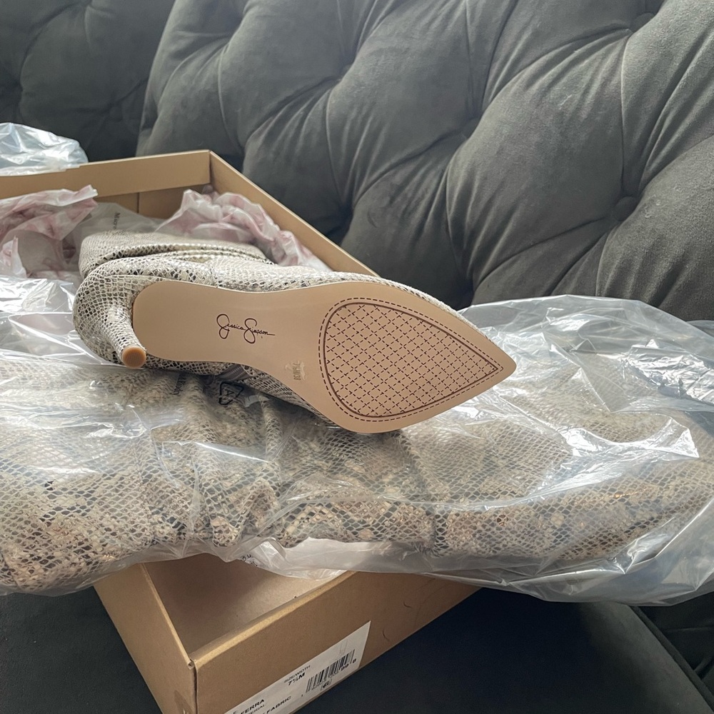 Jessica Simpson Saferra Natural Snakeskin Boots